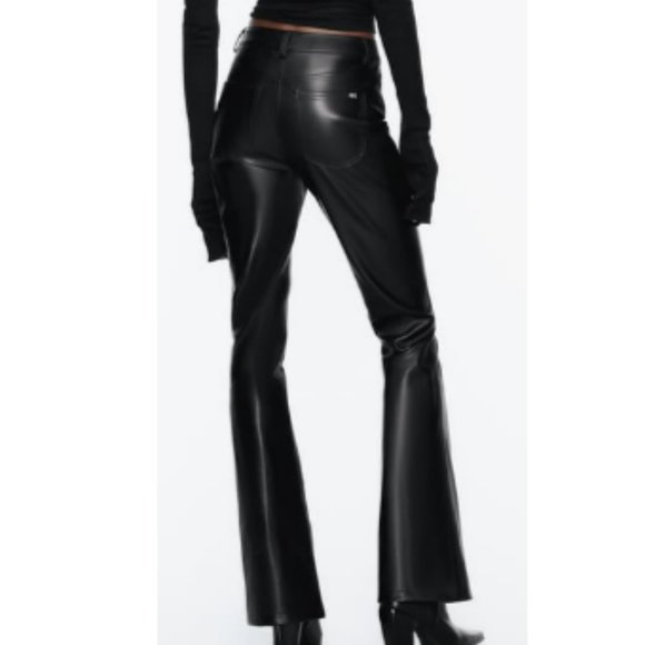 ZARA FAUX LEATHER FLARED PANTS, SIZE US 2, NWT - Picture 2 of 9